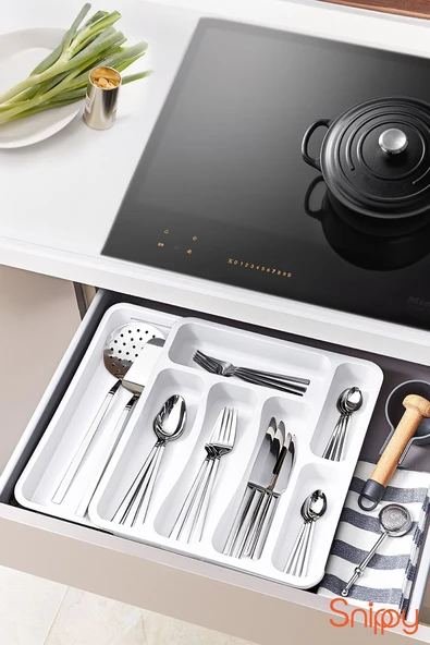 Snippy Spony - Tek Taraflı Uzayabilen Ayarlanabilir Pratik Çekmece Içi Kaşıklık Düzenleyici , Kepçelik - Resim 2