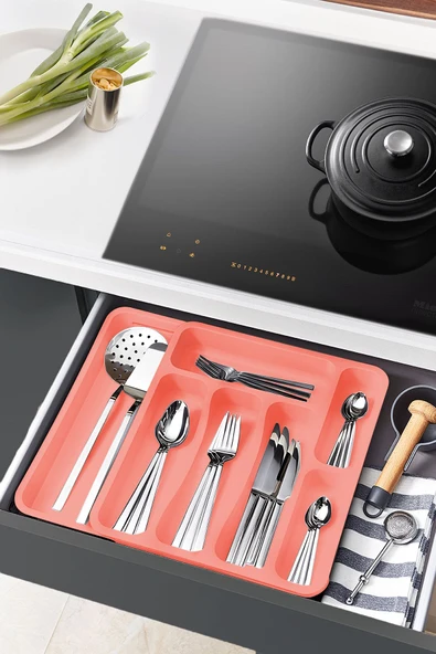 Snippy Spony - Tek Taraflı Uzayabilen Ayarlanabilir Pratik Çekmece Içi Kaşıklık Düzenleyici , Kepçelik - Resim 5