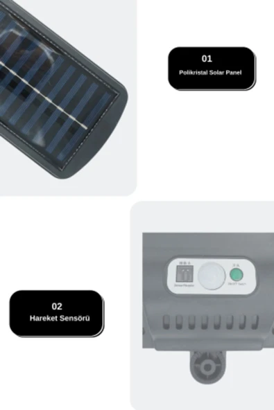 Volemi V-027 Solar Güneş Enerjili Kumandalı Hareket Sensörlü Aydınlatma - 3