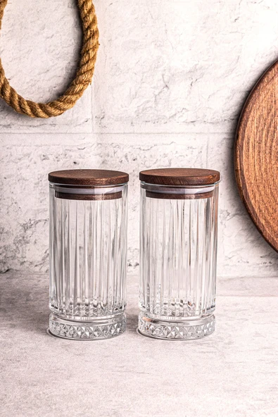 Snippy Mira 2'li Ahşap Vakumlu Kapaklı Cam Saklama Kabı 450 ml 2 Adet ürün görseli