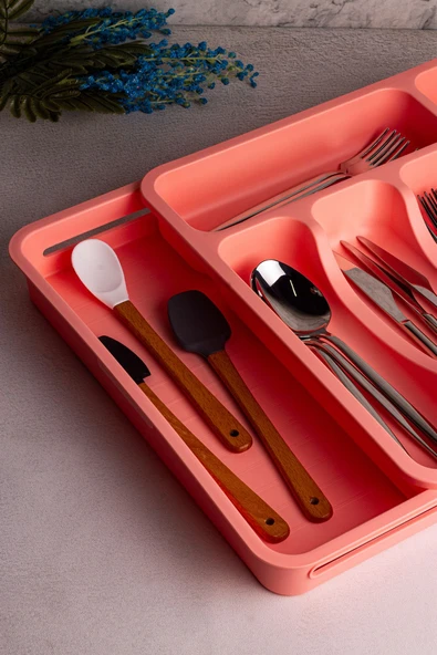 Snippy Spony - Tek Taraflı Uzayabilen Ayarlanabilir Pratik Çekmece Içi Kaşıklık Düzenleyici , Kepçelik - Resim 7