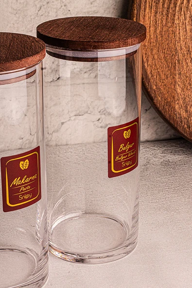 Snippy Story - 3'lü Etiketli Cam Jumbo Saklama Kabı Baharatlık Takımı 1150 ml - Erzak Saklama Kabı Seti - 4