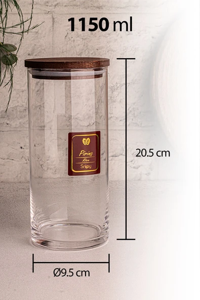 Snippy Story - 3'lü Etiketli Cam Jumbo Saklama Kabı Baharatlık Takımı 1150 ml - Erzak Saklama Kabı Seti - 7