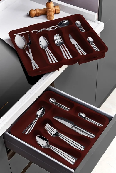 Snippy Spony - Çift Taraflı Uzayabilen, Ayarlanabilir Pratik Çekmece Içi Kaşıklık Düzenleyici , Kepçelik ürün görseli