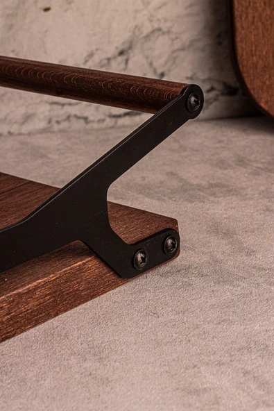 Snippy Grade - Ahşap Tepsi Metal Detaylı Tepsi 10 Yuvarlak Elysia Timeless Uyumlu Çay Kahve Sunum Tepsisi - 6
