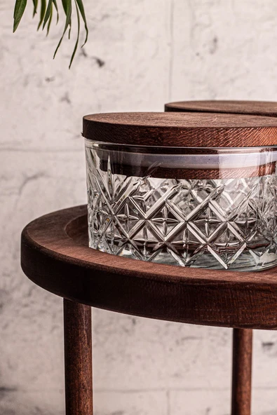 Snippy Tomby Milla - 7 Parça Ahşap Döner Standlı Vakumlu Kapaklı Cam Saklama Kabı Baharatlık Seti 235 ml - Resim 4