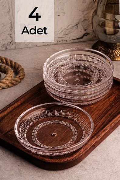 Snippy Lady - 4'lü El Yapımı Cam Tabak Kahvaltı Tabağı Sunum Tabağı Sos Tabağı 14,5 cm ürün görseli