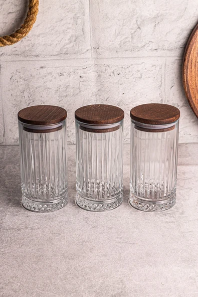 Snippy Mira 3'lü Ahşap Vakumlu Kapaklı Cam Saklama Kabı 450 ml 3 Adet - Resim 5