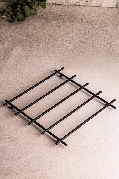 Snippy Mety - Metal Nihale Siyah Demir Nihale Tezgah Üstü Nihale Kare Metal Altlık Çaydanlık Tava Altılığı - Resim 2