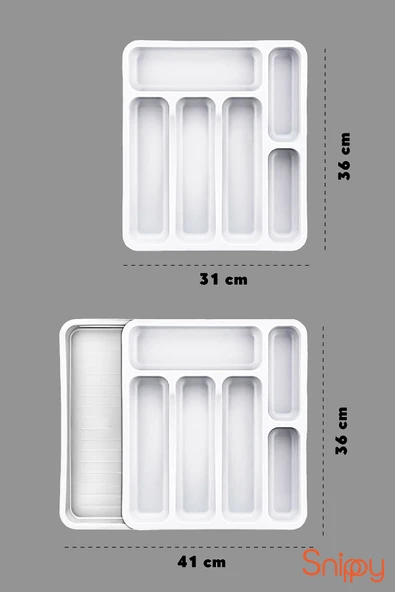 Snippy Spony - Tek Taraflı Uzayabilen Ayarlanabilir Pratik Çekmece Içi Kaşıklık Düzenleyici , Kepçelik - Resim 4