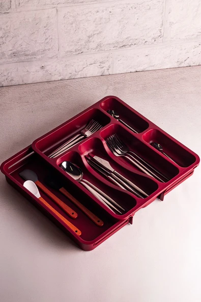 Snippy Spony - Tek Taraflı Uzayabilen Ayarlanabilir Pratik Çekmece Içi Kaşıklık Düzenleyici , Kepçelik - Resim 3