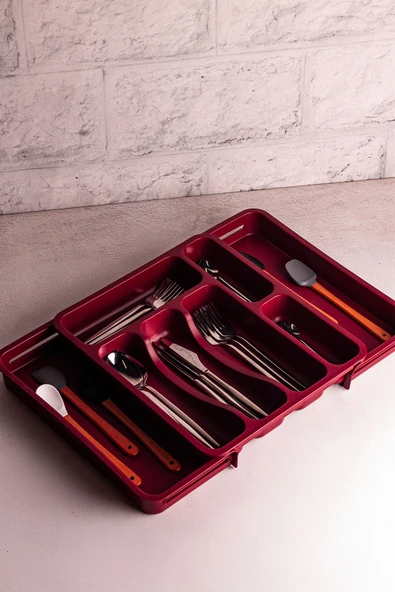 Snippy Spony - Çift Taraflı Uzayabilen, Ayarlanabilir Pratik Çekmece Içi Kaşıklık Düzenleyici , Kepçelik - Resim 3