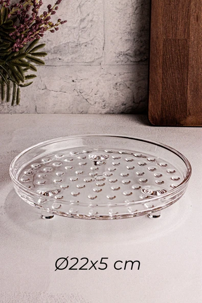 Snippy Vitria - Cam Ayaklı Yuvarlak Kek ve Pasta Sunumluk Kek Kurabiye Pasta Tabağı - Resim 5