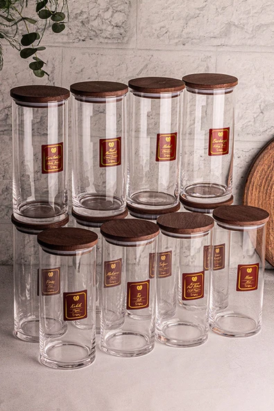 Snippy Story - 12'li Etiketli Cam Jumbo Saklama Kabı Baharatlık Takımı 1150 ml - Erzak Saklama Kabı Seti - Resim 3