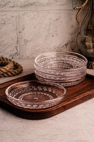 Snippy Lady - 4'lü El Yapımı Cam Tabak Kahvaltı Tabağı Sunum Tabağı Sos Tabağı 14,5 cm - Resim 7