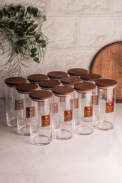 Snippy Story - 12'li Etiketli Cam Jumbo Saklama Kabı Baharatlık Takımı 1150 ml - Erzak Saklama Kabı Seti - Resim 2