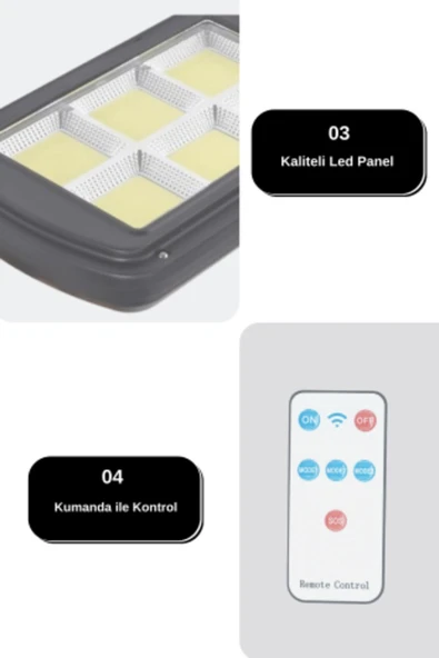 Volemi V-027 Solar Güneş Enerjili Kumandalı Hareket Sensörlü Aydınlatma - 5