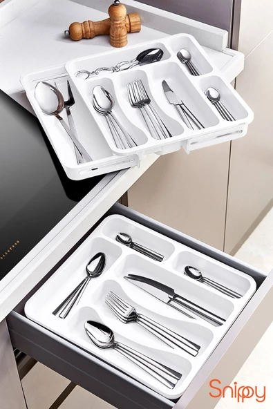 Snippy Spony - Tek Taraflı Uzayabilen Ayarlanabilir Pratik Çekmece Içi Kaşıklık Düzenleyici , Kepçelik ürün görseli