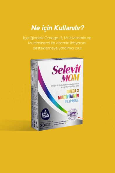 Selevit Mom 30 Kapsül Omega-3, Multivitamin ve Multimineral İçeren Takviye Edici Gıda - 2