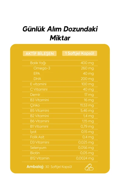 Selevit Mom 30 Kapsül Omega-3, Multivitamin ve Multimineral İçeren Takviye Edici Gıda - 4