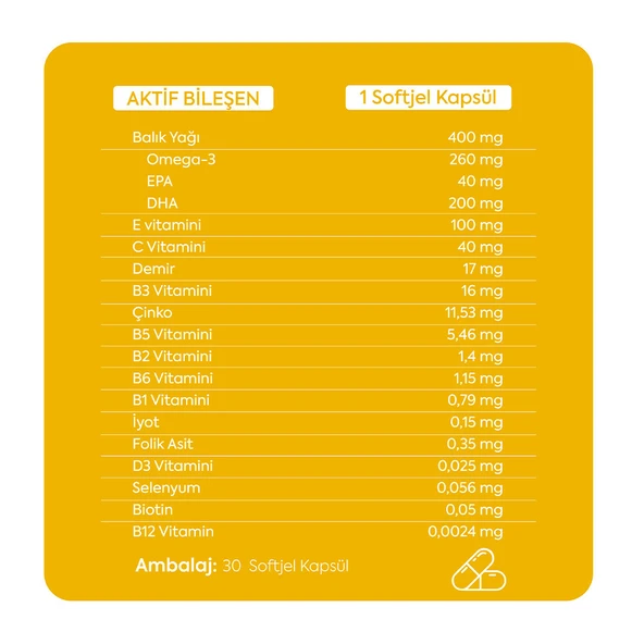 Selevit Mom 30 Kapsül Omega-3, Multivitamin ve Multimineral İçeren Takviye Edici Gıda - Resim 8