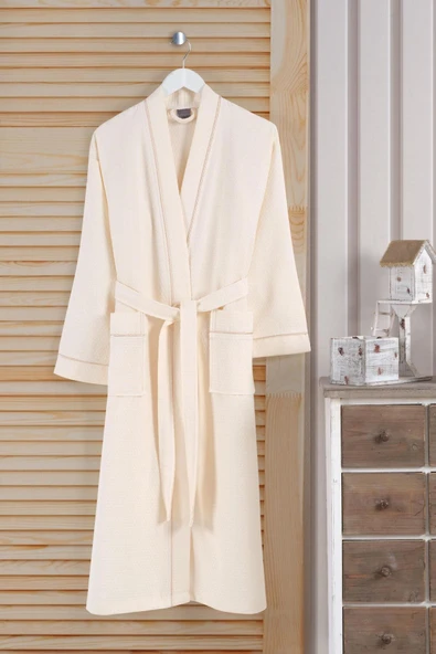 Varol Dama Serisi Kimono Yaka Pike Bornoz Sabahlık - 6