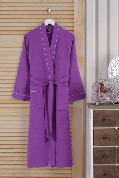 Varol Dama Serisi Kimono Yaka Pike Bornoz Sabahlık - 9