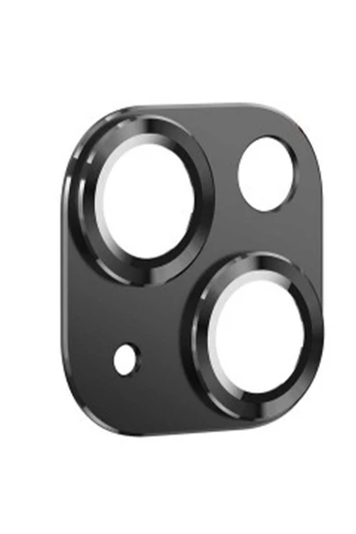 Apple Iphone 14 Uyumlu Metalik Seri Kamera Cam Koruyucu - Siyah