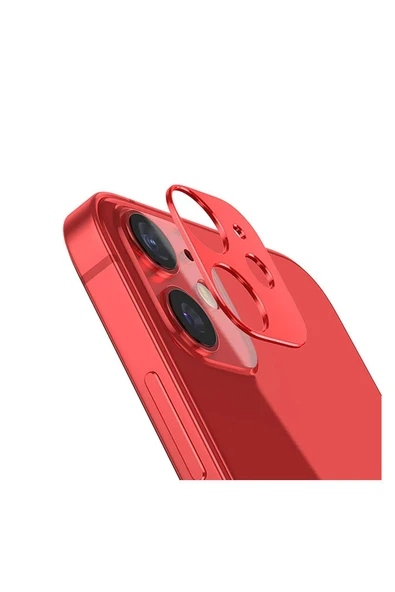 Apple Iphone 11 Uyumlu Metalik Seri Kamera Cam Koruyucu - Kırmızı