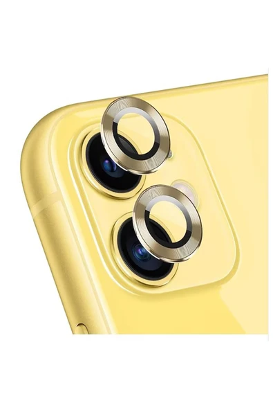 Apple Iphone 11 Uyumlu Alüminyum Seri Kamera Cam Koruyucu - Gold