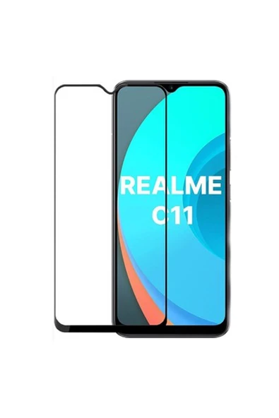 Realme C11 4G Uyumlu 5D Glas Full Cam Koruyucu - Siyah