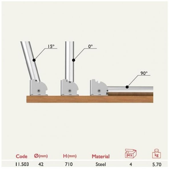 Tempo Masa Ayağı Katlanır Krom Metal 71 cm 4 Adet - 3