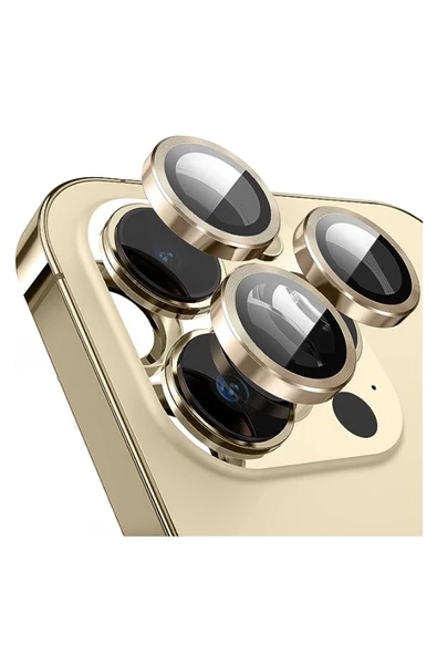 Apple Iphone 11 Pro Uyumlu Alüminyum Seri Kamera Cam Koruyucu - Gold