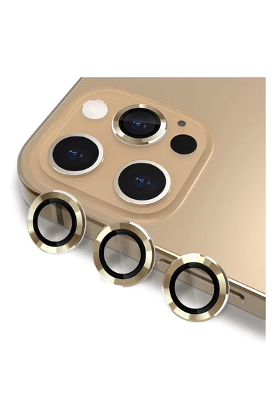Apple Iphone 11 Pro Uyumlu Damla Model 3in Kamera Cam Koruyucu - Gold