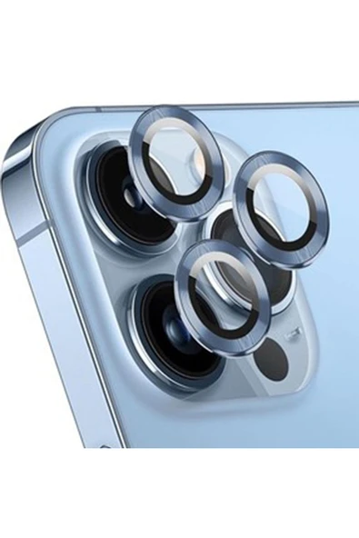 Apple Iphone 11 Pro Uyumlu Alüminyum Seri Kamera Cam Koruyucu - Mavi