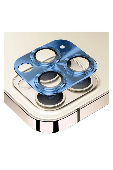 Apple Iphone 11 Pro Uyumlu Metalik Seri Kamera Cam Koruyucu - Mavi