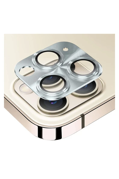 Apple Iphone 11 Pro Uyumlu Metalik Seri Kamera Cam Koruyucu - Gümüş