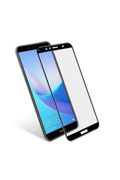 Huawei Y6 2018 Uyumlu 5d Glas Full Cam Koruyucu - Siyah