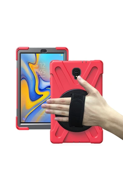 Samsung Galaxy T590 Tab A 10.5 inç Uyumlu Sport Seri Arka Koruma - Kırmızı