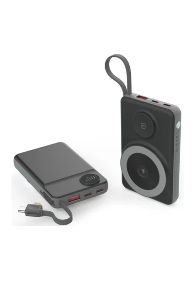 Ent-pw37 22.5w 10000 Mah Magsafe Powerbank Kablosuz Şarj Cihazı Şarj Aleti - Gri