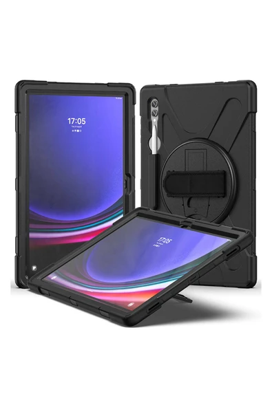 Samsung Galaxy T970 Tab S7 Plus 12.4 İnc Uyumlu Sport Seri Arka Koruma - Siyah