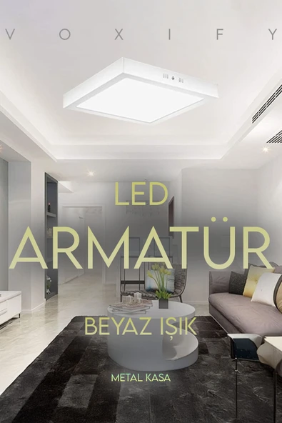 Voxify Pro Kare Tavana Sıfır Led Plofenyer Avize Armatür Banyo Tuvalet Balkon Led Glop Armatürü Beyaz Işık
