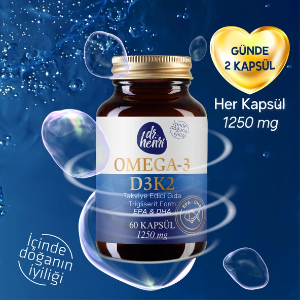 Balık Yağı Içeren Omega-3 D3 & K2 Vitamin 60 Kapsül Takviye Edici Gıda - Resim 3