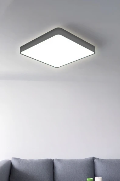 Voxify Büyük Boy Kare Siyah 18w Tavan Led Aydınlatma Armatür Salon Avize Aydınlatma Metal Kasa Beyaz Işık