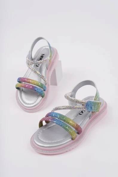 Muggo MQUEEN Cırtlı ve Simli Günlük Kız Çocuk Sandalet - 5