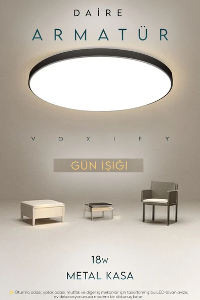 Voxify Led Tavana Sıfır Avize Aplik Led Panel Armatür Banyo Balkon Koridor Wc Salon Aydınlatma Sarı Işık