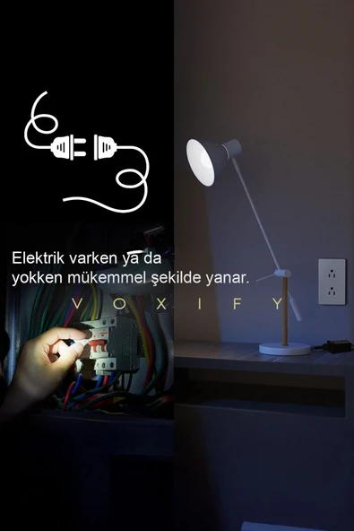 Voxify Şarjlı Ampül Ultra Acil Durum & Kamp Işığı 220v Beyaz E27 Duy Otomatik %80 Tasarruflu 8 (Saat) - 3