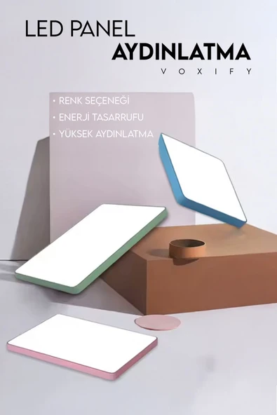 Voxify Büyük Boy Kare Antrasit 18w Tavan Led Aydınlatma Armatür Salon Avize Metal Kasa Beyaz Işık - Resim 2