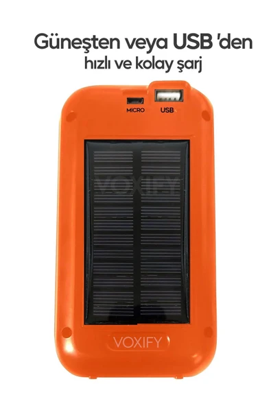 Voxify Solar Güneş Enerji Şarj Edilebilir PowerBank Özellikli Led Işıklı Suya Darbeye Dayanıklı Kamp Lamba - 2