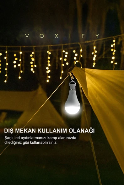 Voxify Şarjlı Ampül Ultra Acil Durum & Kamp Işığı 220v Beyaz E27 Duy Otomatik %80 Tasarruflu 8 (Saat) - 4